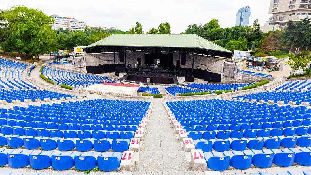 Harbiye Cemil Topuzlu Open Air Theatre, the blue bowl above the Hilton