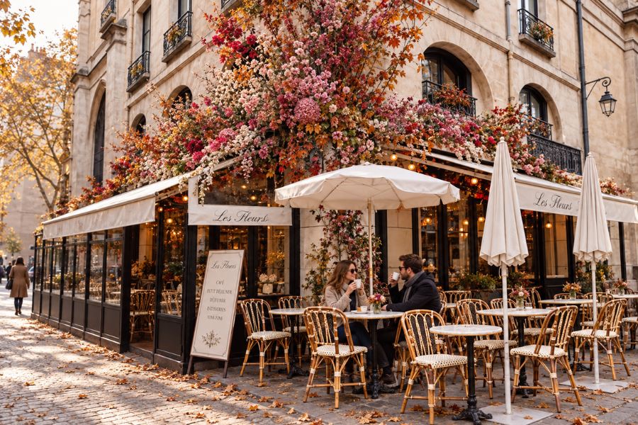 Paris cafe in October