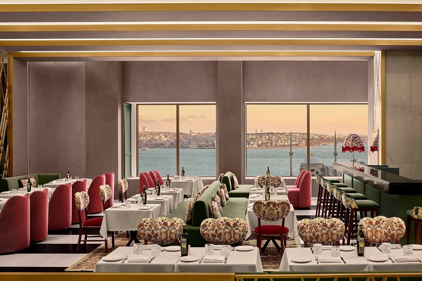 Terrace tables at Lina looking toward the Historic Peninsula