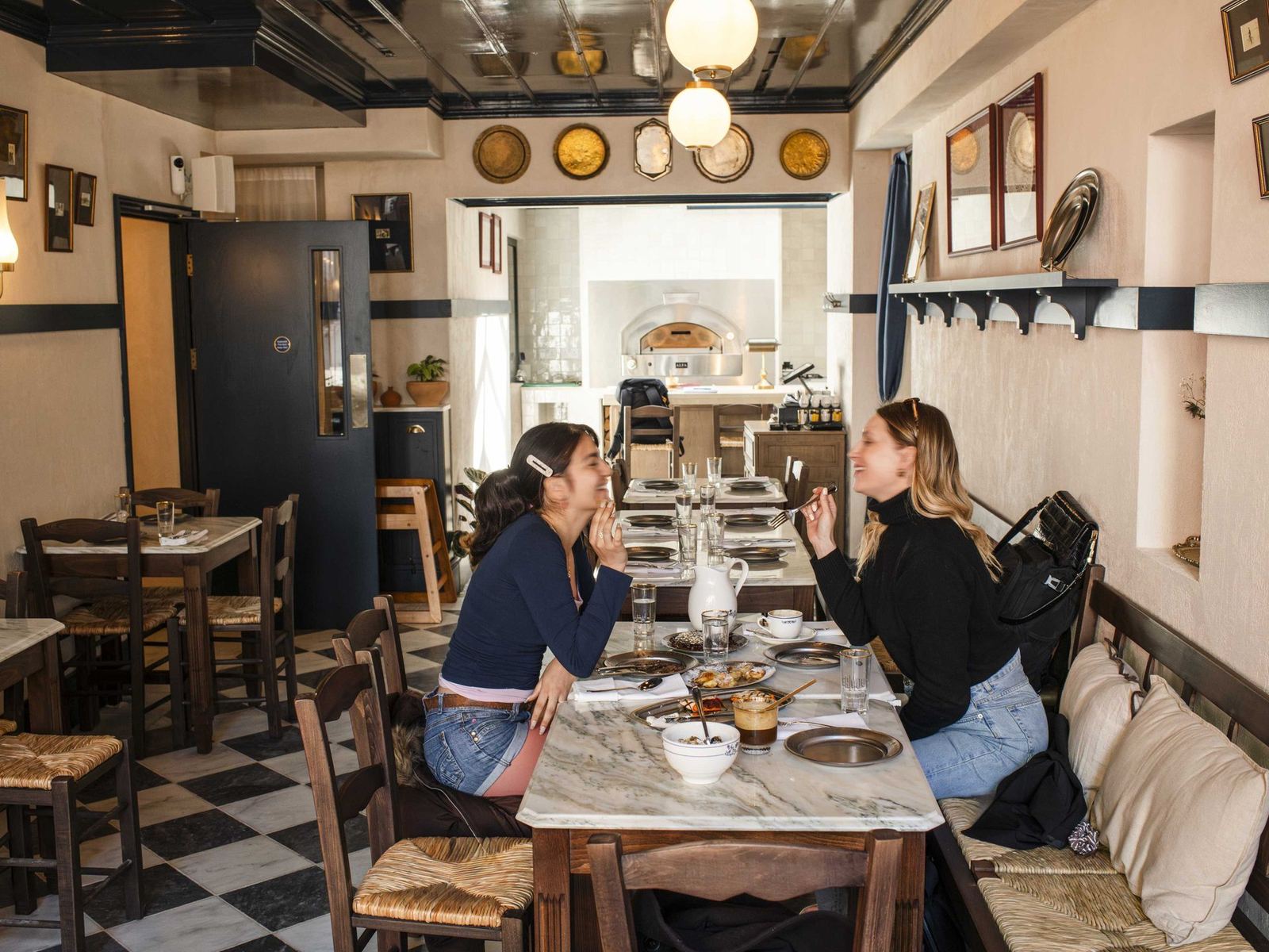 The wood oven at the back of Taverna Ermou London